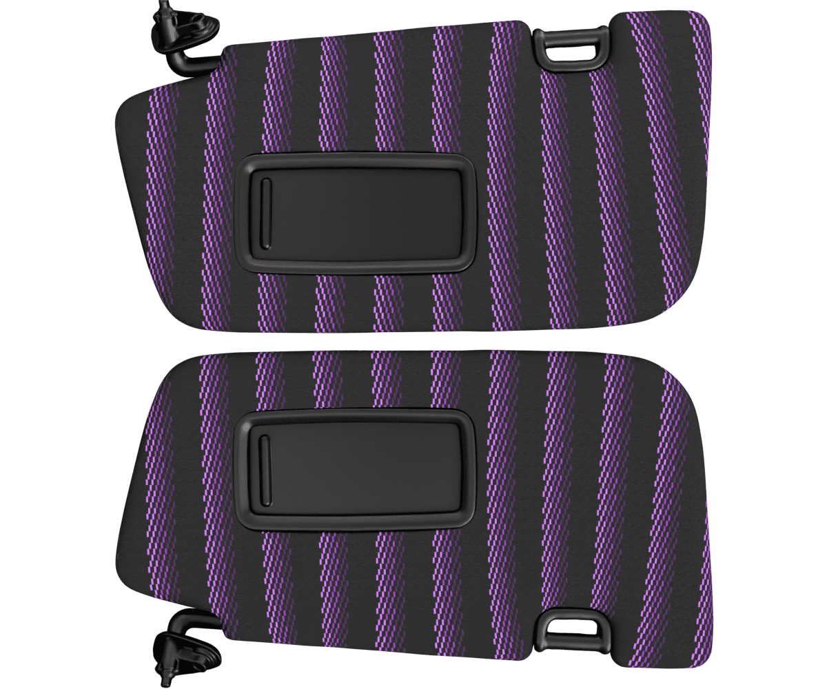 Subaru Impreza OEM sun visors wrapped in 3 Mtech Purple fabric