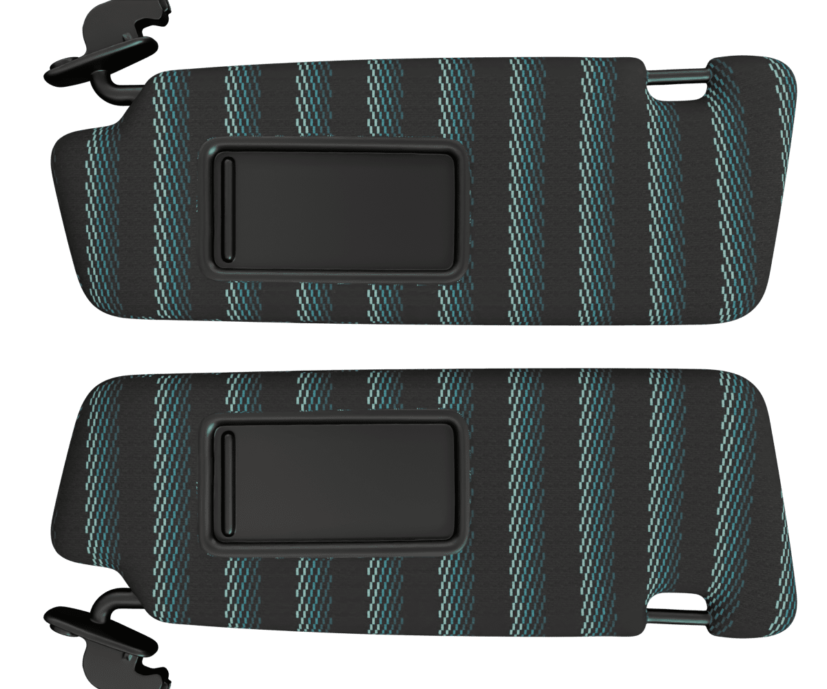 audi a4 OEM sun visors wrapped in 3 Mtech green fabric