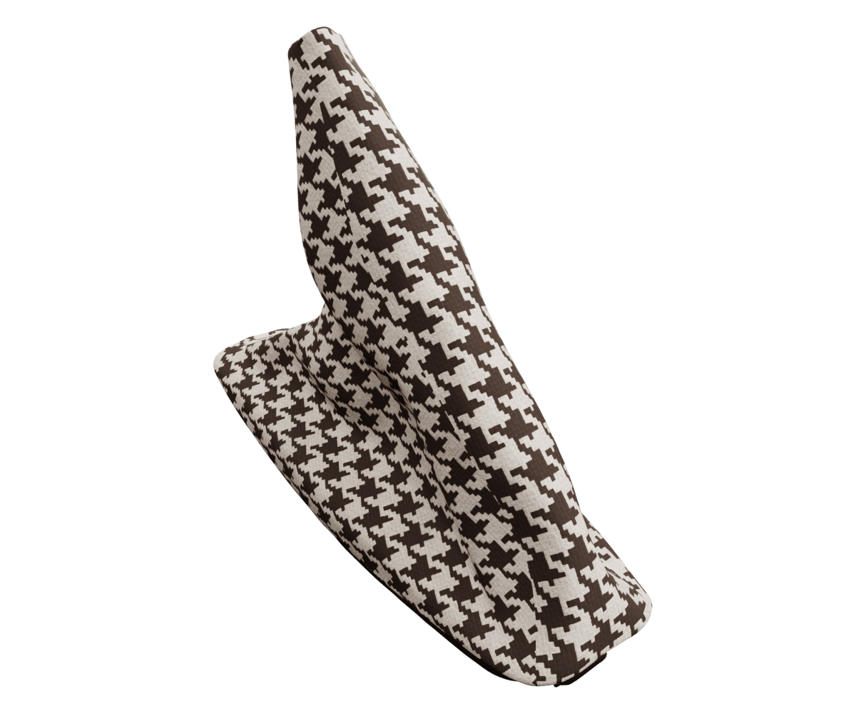 bmw e46 e brake boot upholsered in custom woven houndstooth fabric