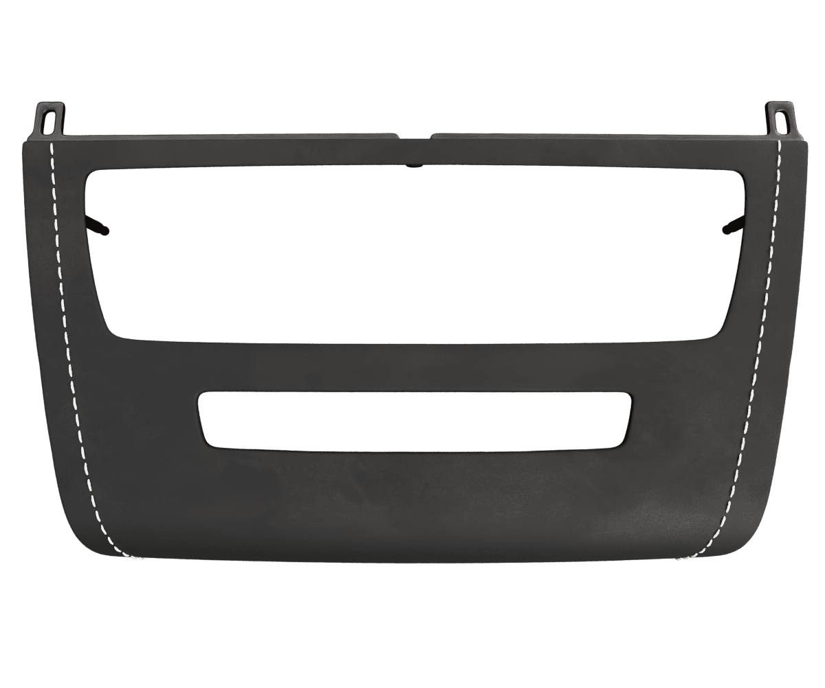 bmw e82 e88 Custom upholstered black Alcantara radio panel cover with parallel stitching