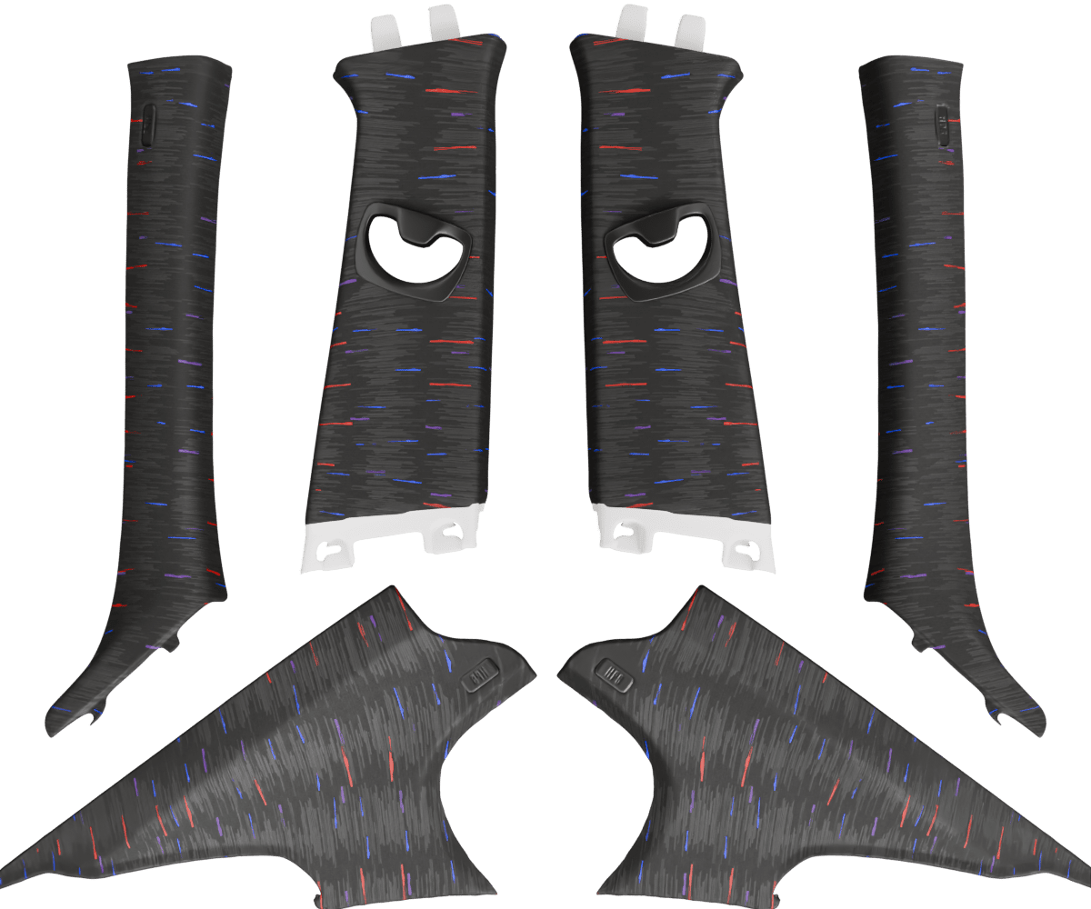 bmw e90 OEM pillar set wrapped in 3 M Hurricane Black fabric