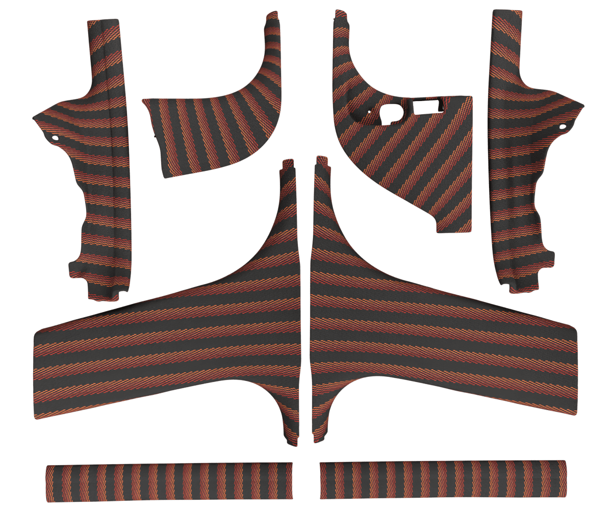 bmw e90 OEM door sill trim cover wrapped in 3 Mtech Red fabric