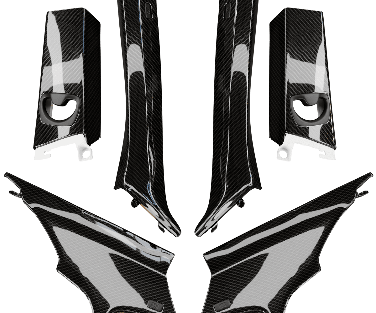 bmw e92 Carbon fiber pillars in a high gloss finish
