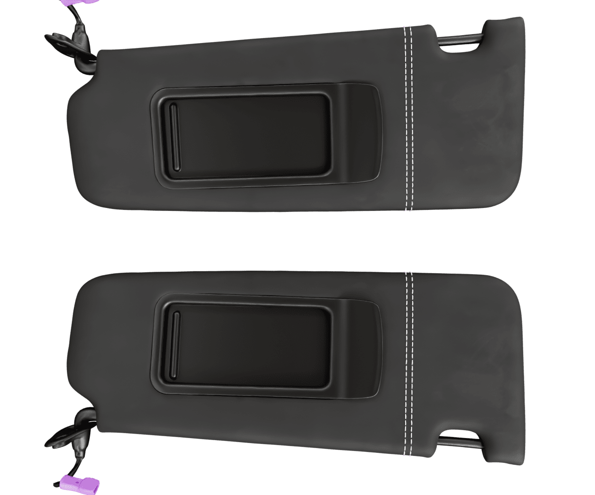 bmw e9x Custom upholstered black Alcantara sun visors with parallel stitching