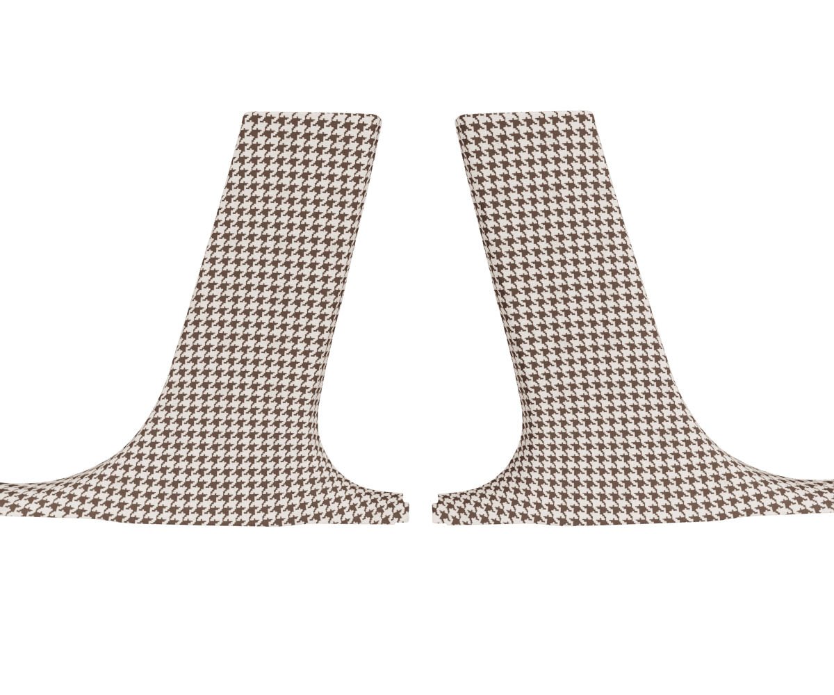 bmw e9x lower b pillar set upholstered in custom woven houndstooth fabric