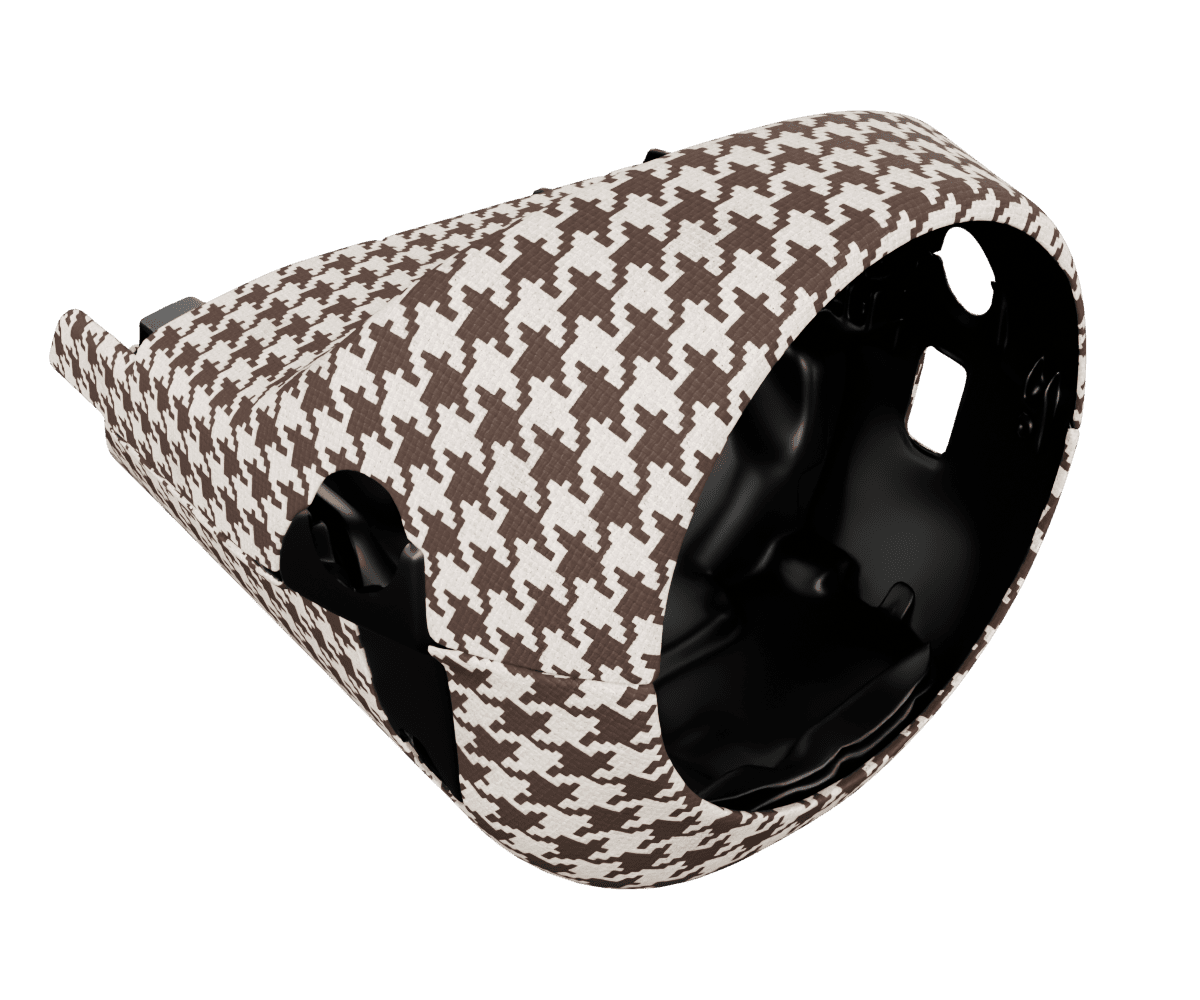 bmw e9x steering column cover heated upholstered in custom woven houndstooth fabric