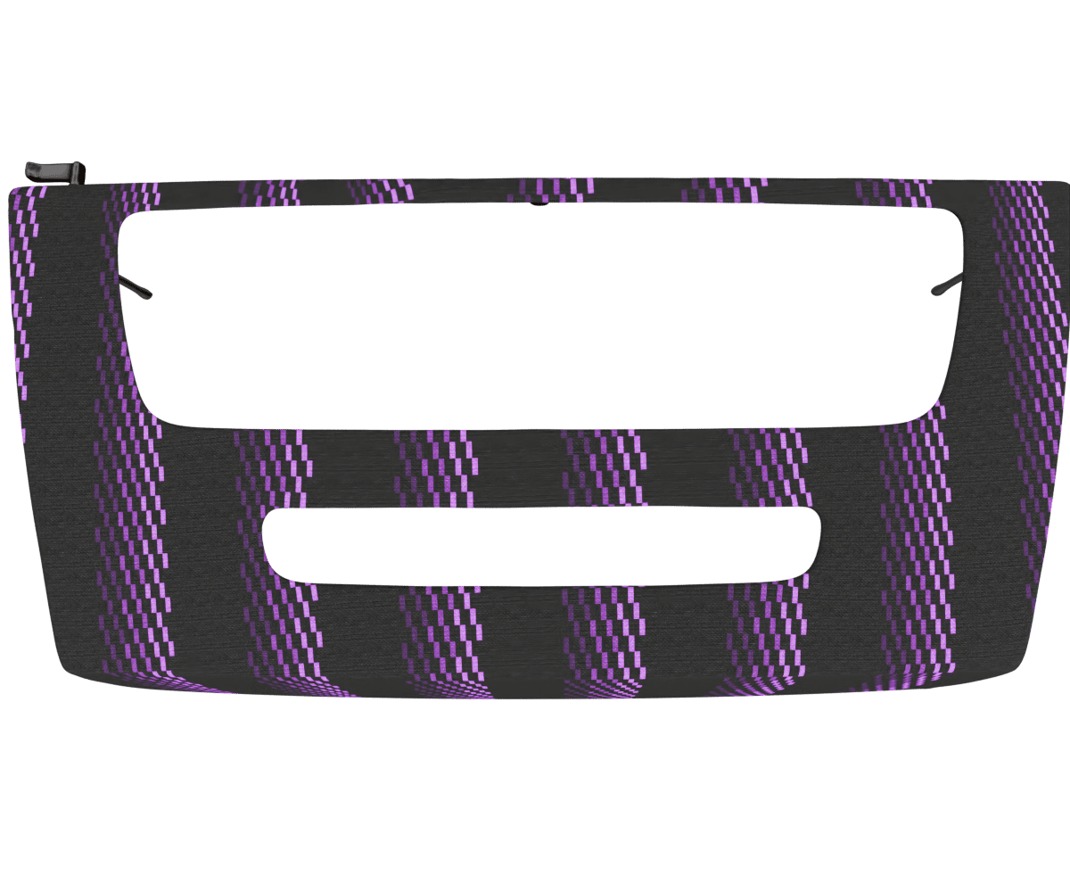 bmw e9x idrive OEM radio panel cover with cutout wrapped in 3 Mtech Purple fabric