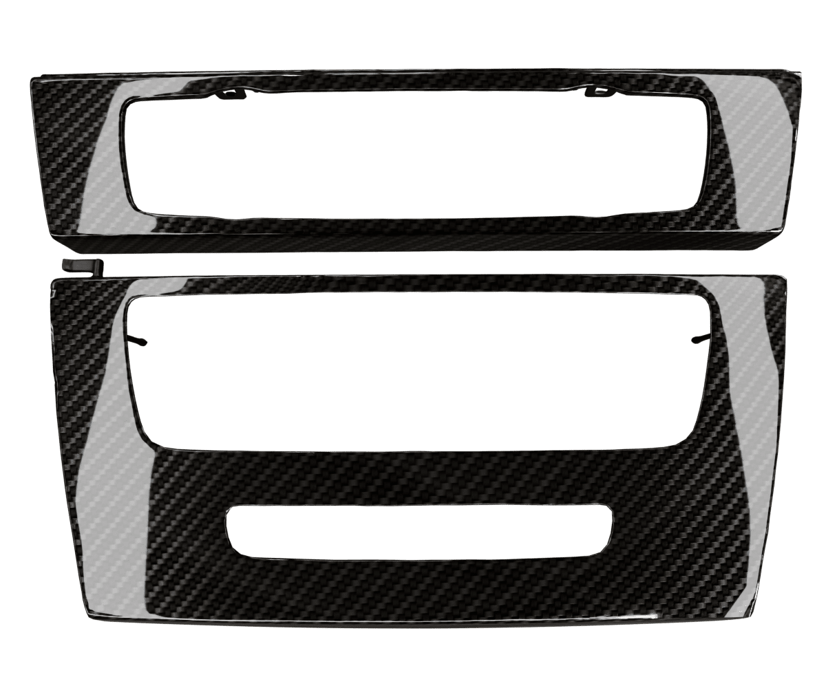 bmw e9x idrive Carbon fiber ac media panel cover bundle in a high gloss finish