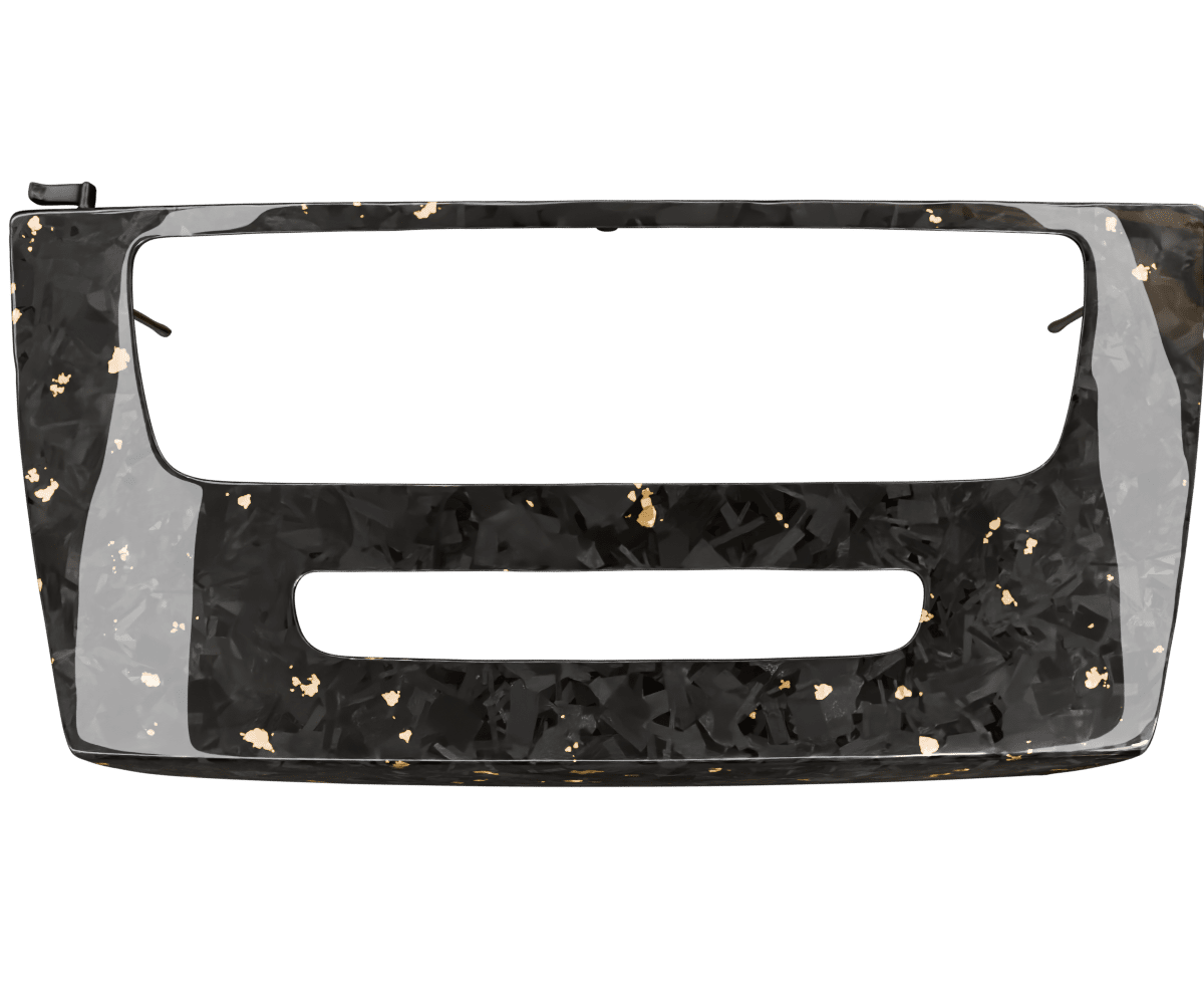 bmw e9x idrive Forged carbon fiber radio panel cover with cutout with colored flakes finished in high gloss