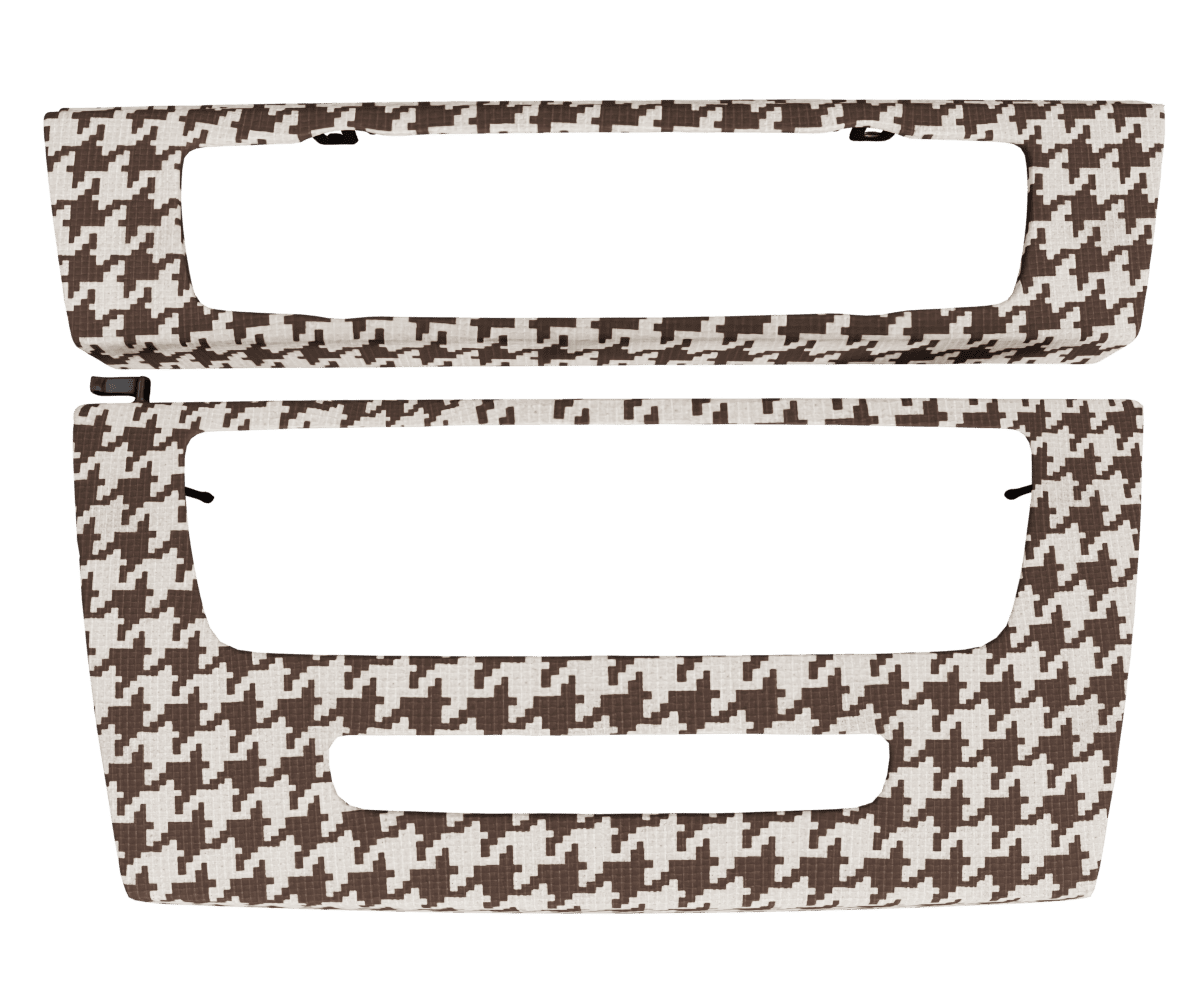bmw e9x idrive ac media panel cover bundle upholsered in custom woven houndstooth fabric