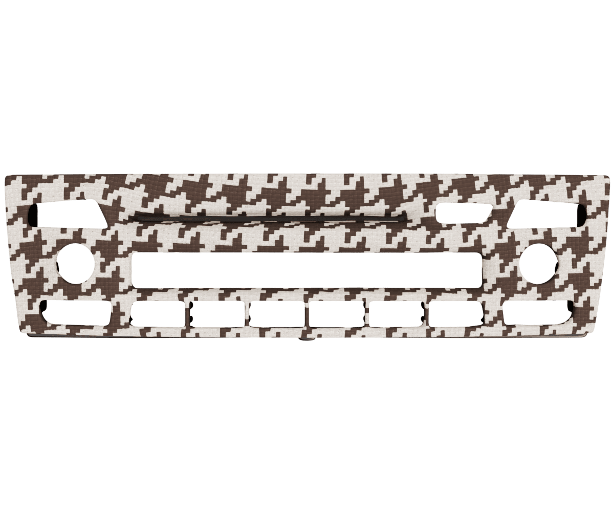 bmw e9x non idrive radio panel cover upholsered in custom woven houndstooth fabric