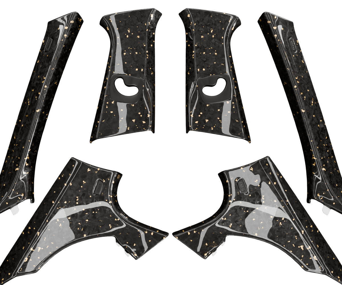 bmw f10 Forged carbon fiber pillars with colored flakes finished in high gloss