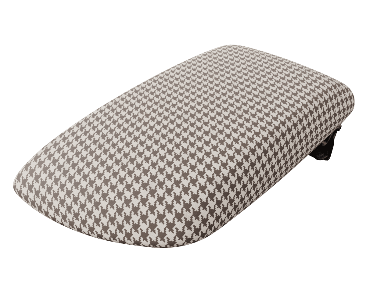 bmw f2x arm rest console cover upholstered in custom woven houndstooth fabric
