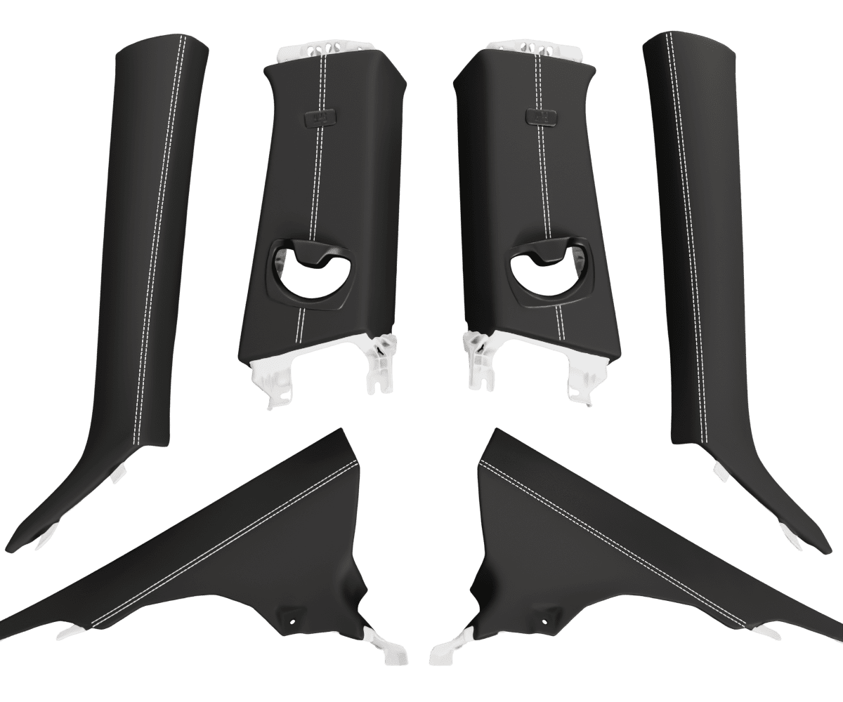 bmw f32 Custom upholstered black Alcantara pillars with parallel stitching