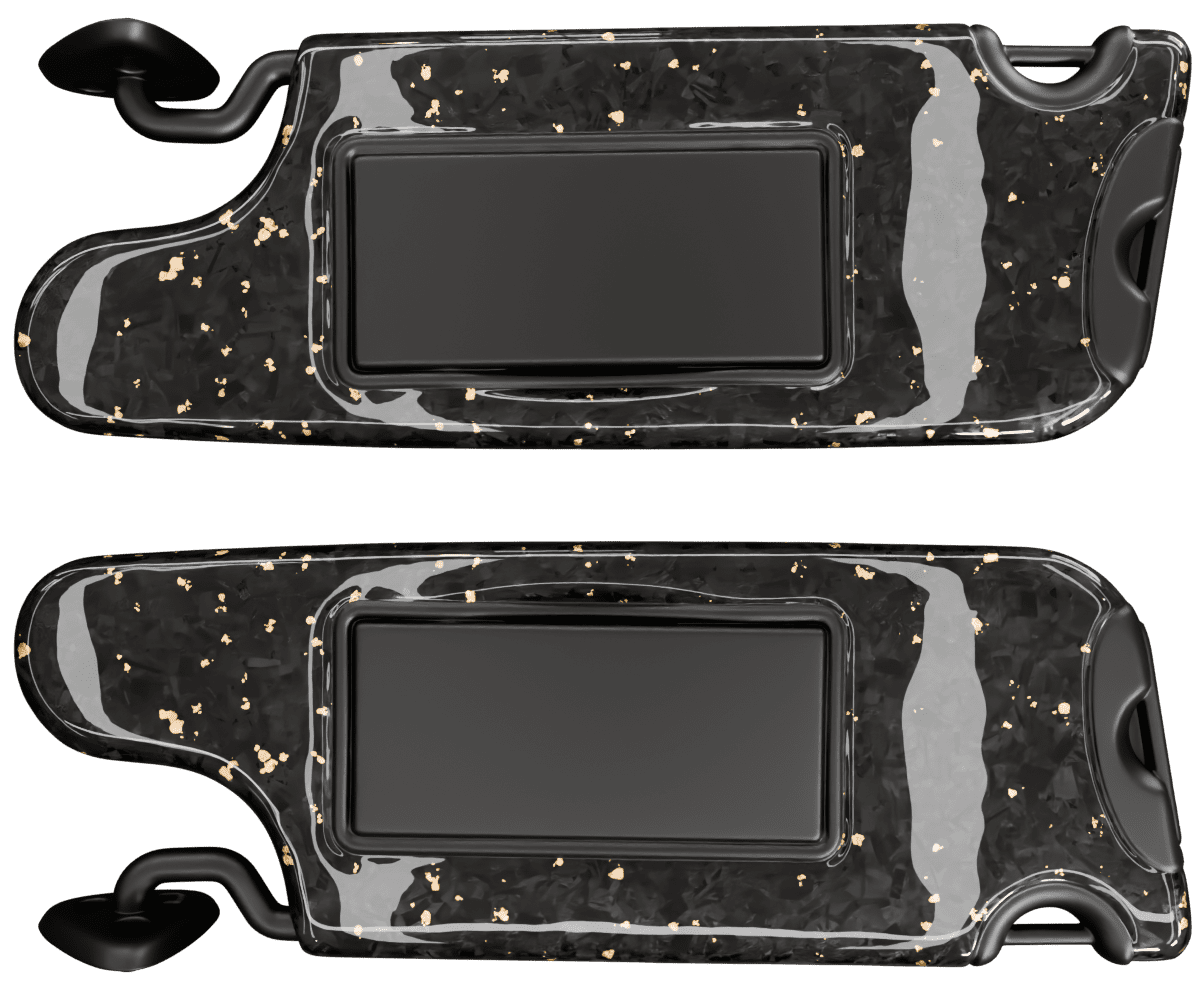 dodge-challenger Forged carbon fiber sun-visors with colored flakes finished in high gloss