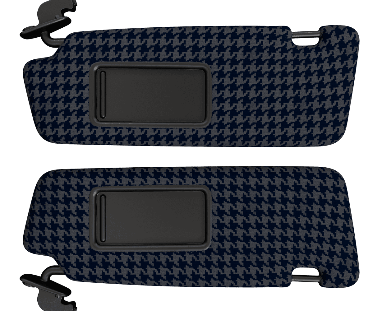 audi a4 sun visors in custom woven houndstooth fabric (blue)