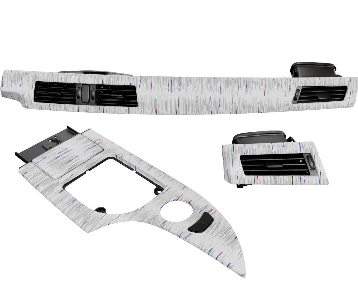 bmw e6x OEM wood trim set wrapped in 3 M Hurricane Grey fabric