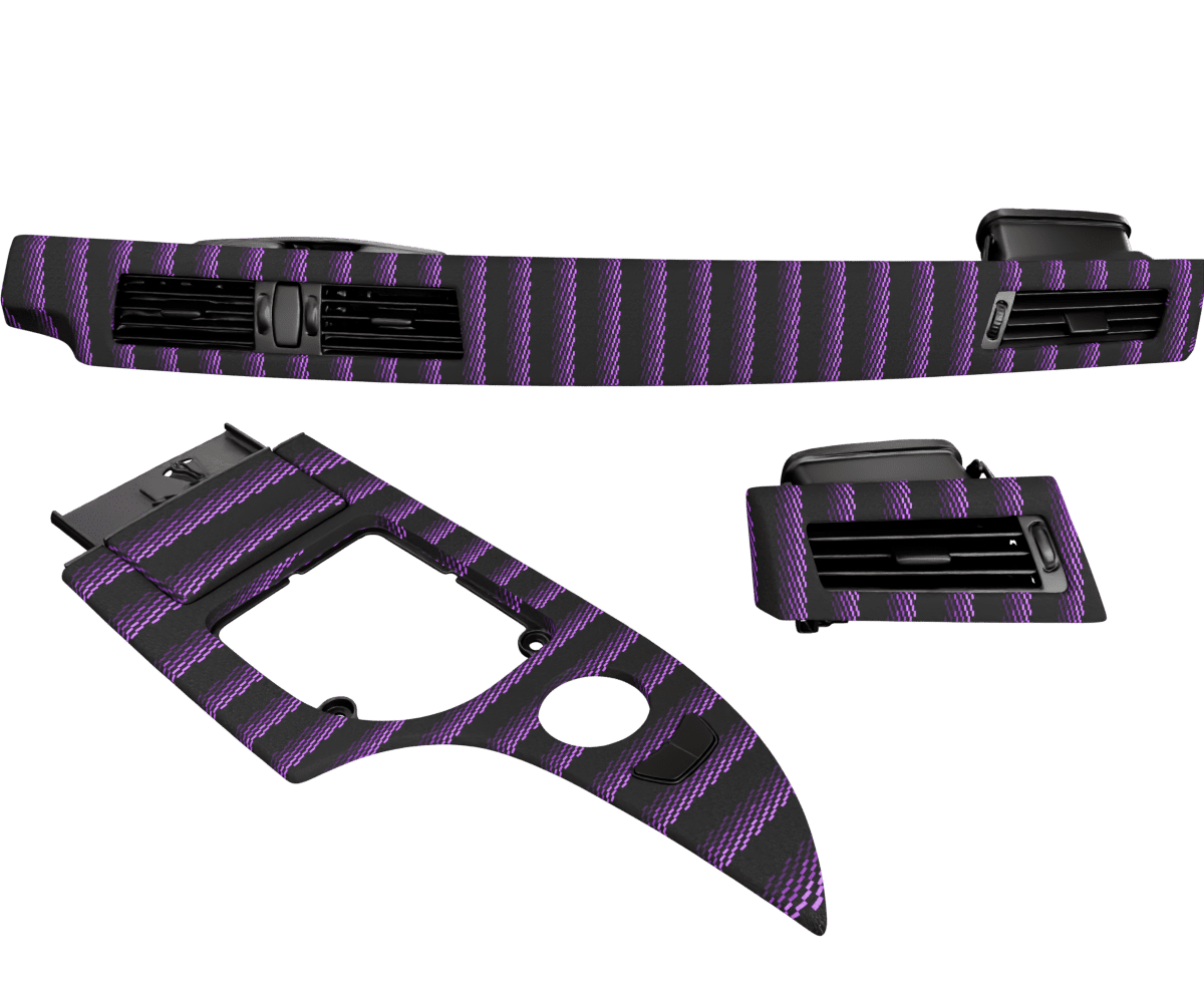 bmw e6x OEM wood trim set wrapped in 3 Mtech Purple fabric