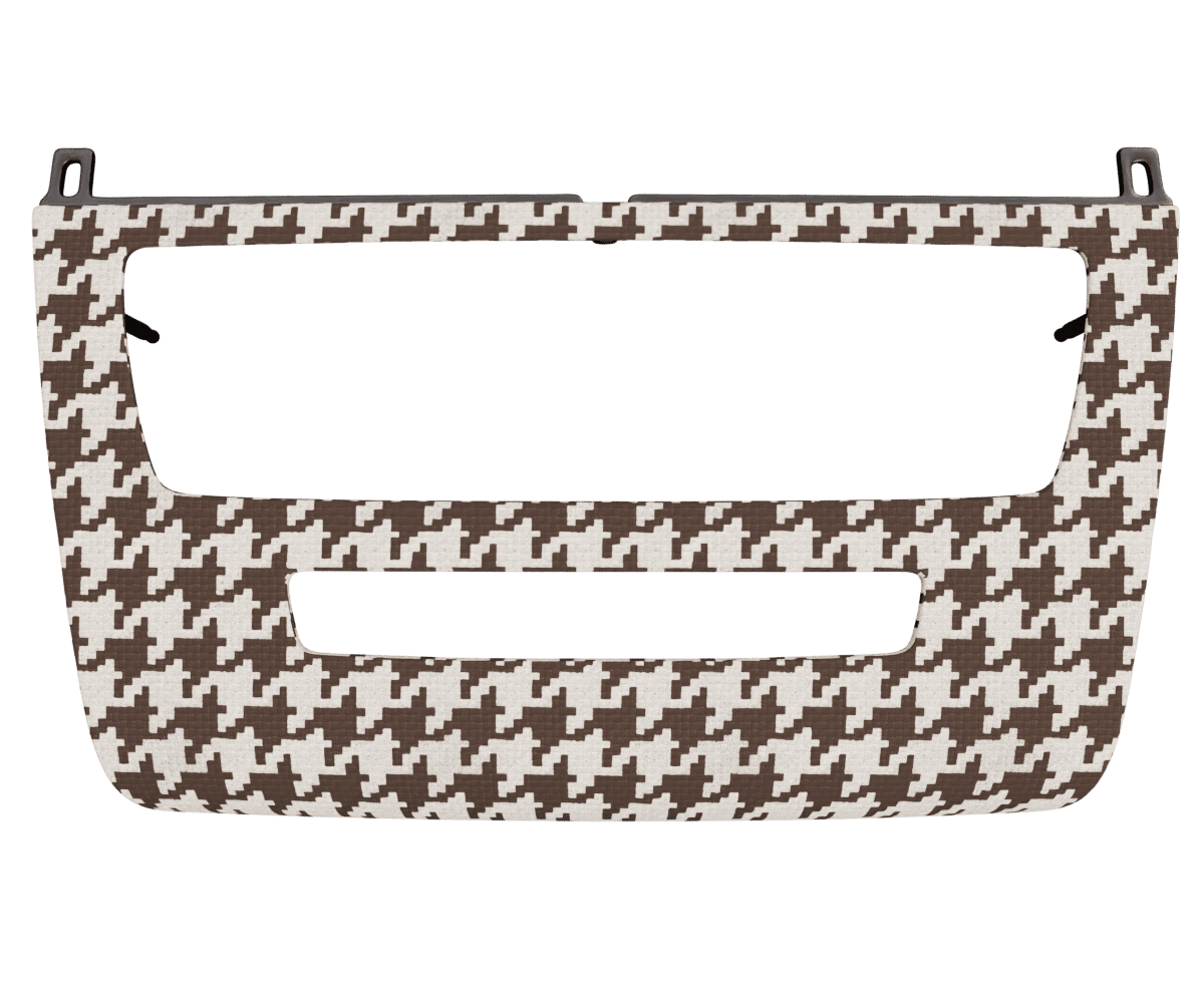 bmw e82 e88 radio panel cover upholsered in custom woven houndstooth fabric
