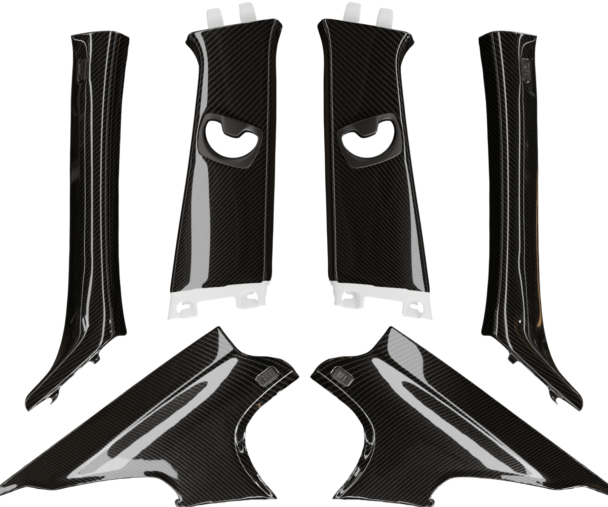 bmw e90 Carbon fiber pillar set in a high gloss finish