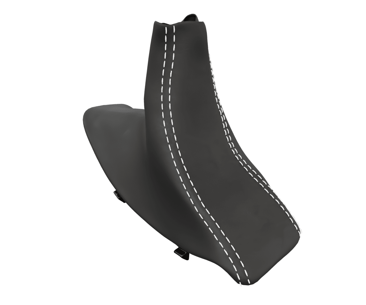 bmw e9x Custom upholstered black Alcantara e brake boot with parallel stitching