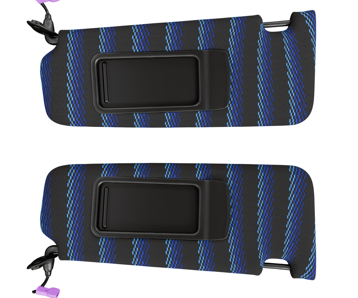 bmw e9x OEM sun visors wrapped in 3 Mtech Blue fabric