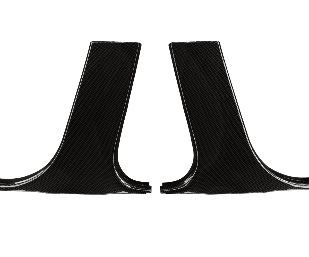 bmw e9x Carbon fiber lower b pillar set in a high gloss finish