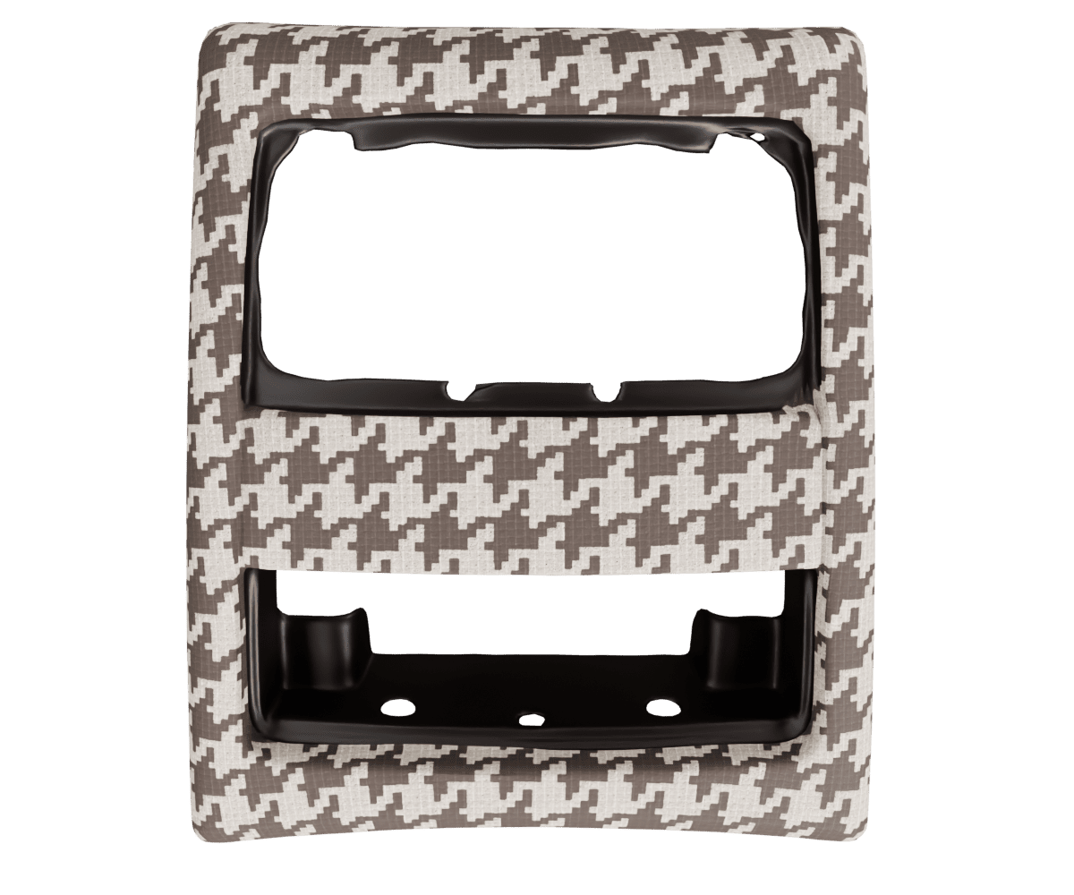 bmw e9x rear center vent upholstered in custom woven houndstooth fabric