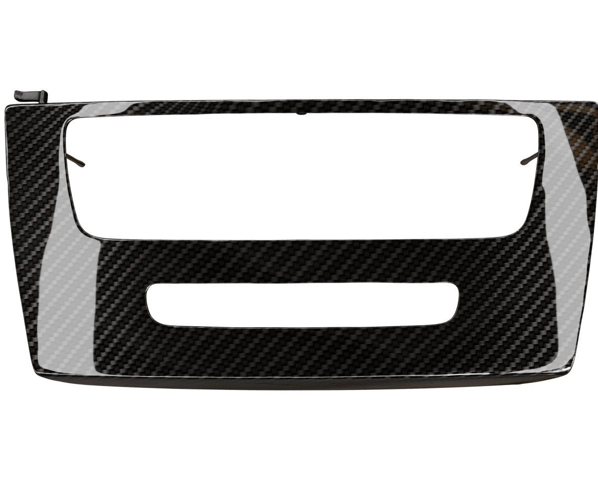 bmw e9x idrive Carbon fiber radio panel cover with cutout in a high gloss finish