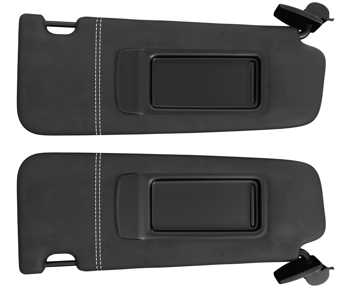 bmw f10 Custom upholstered black Alcantara visors with parallel stitching