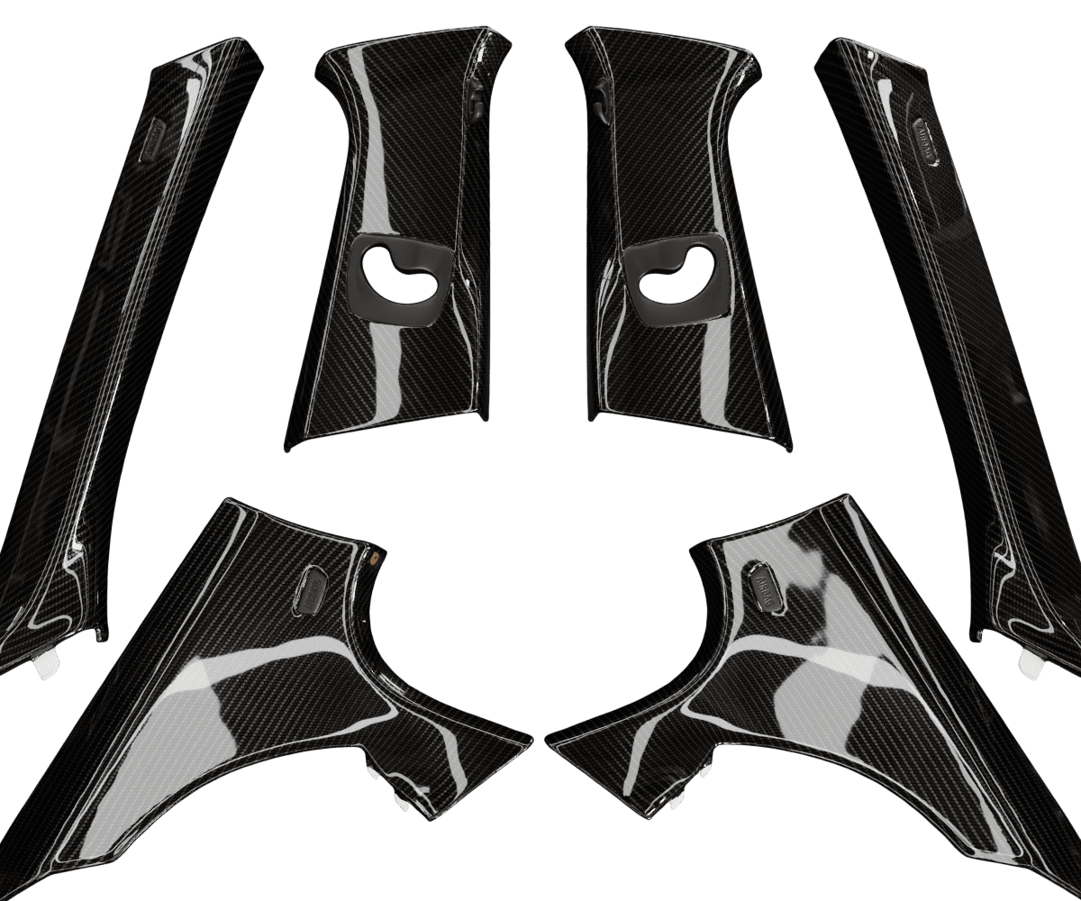 bmw f10 Carbon fiber pillars in a high gloss finish