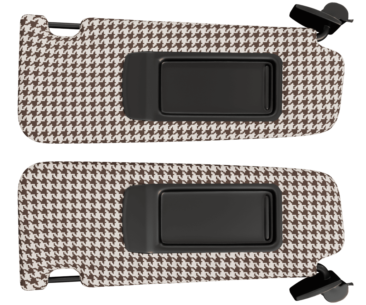 bmw f10 visors upholsered in custom woven houndstooth fabric