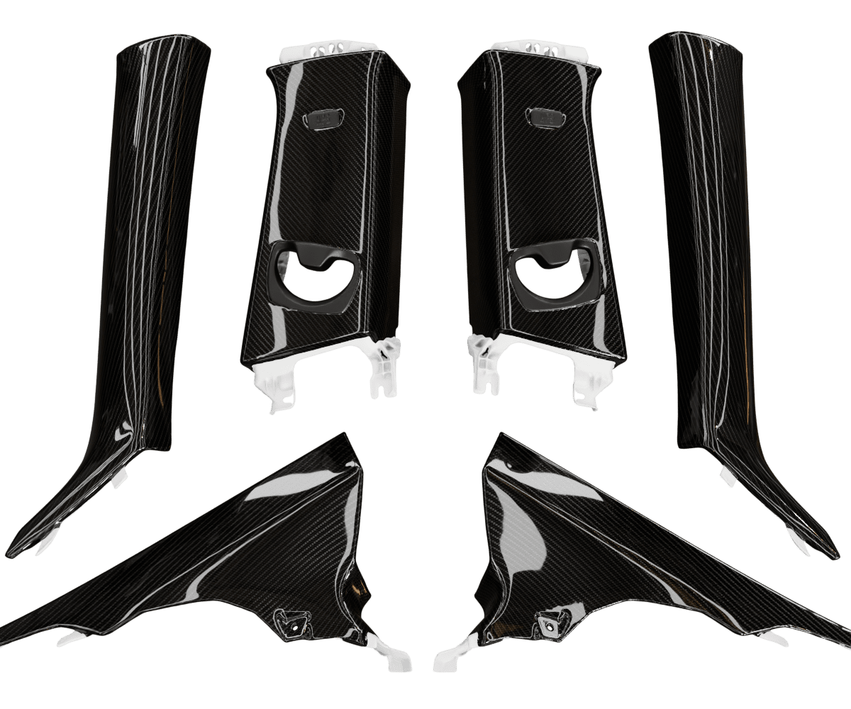 bmw f32 Carbon fiber pillars in a high gloss finish