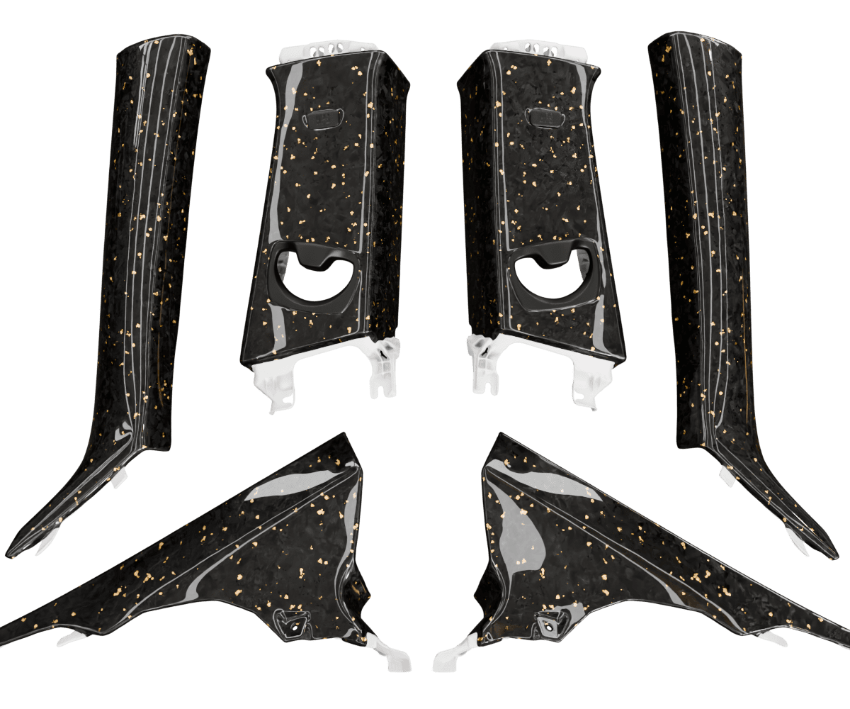 bmw f32 Forged carbon fiber pillars with colored flakes finished in high gloss