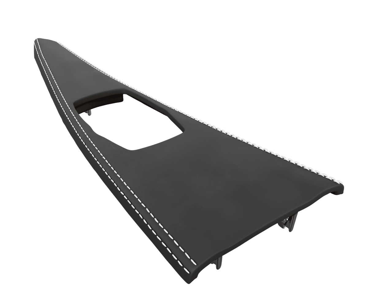 bmw f8x f3x Custom upholstered black Alcantara center console wood trim with parallel stitching