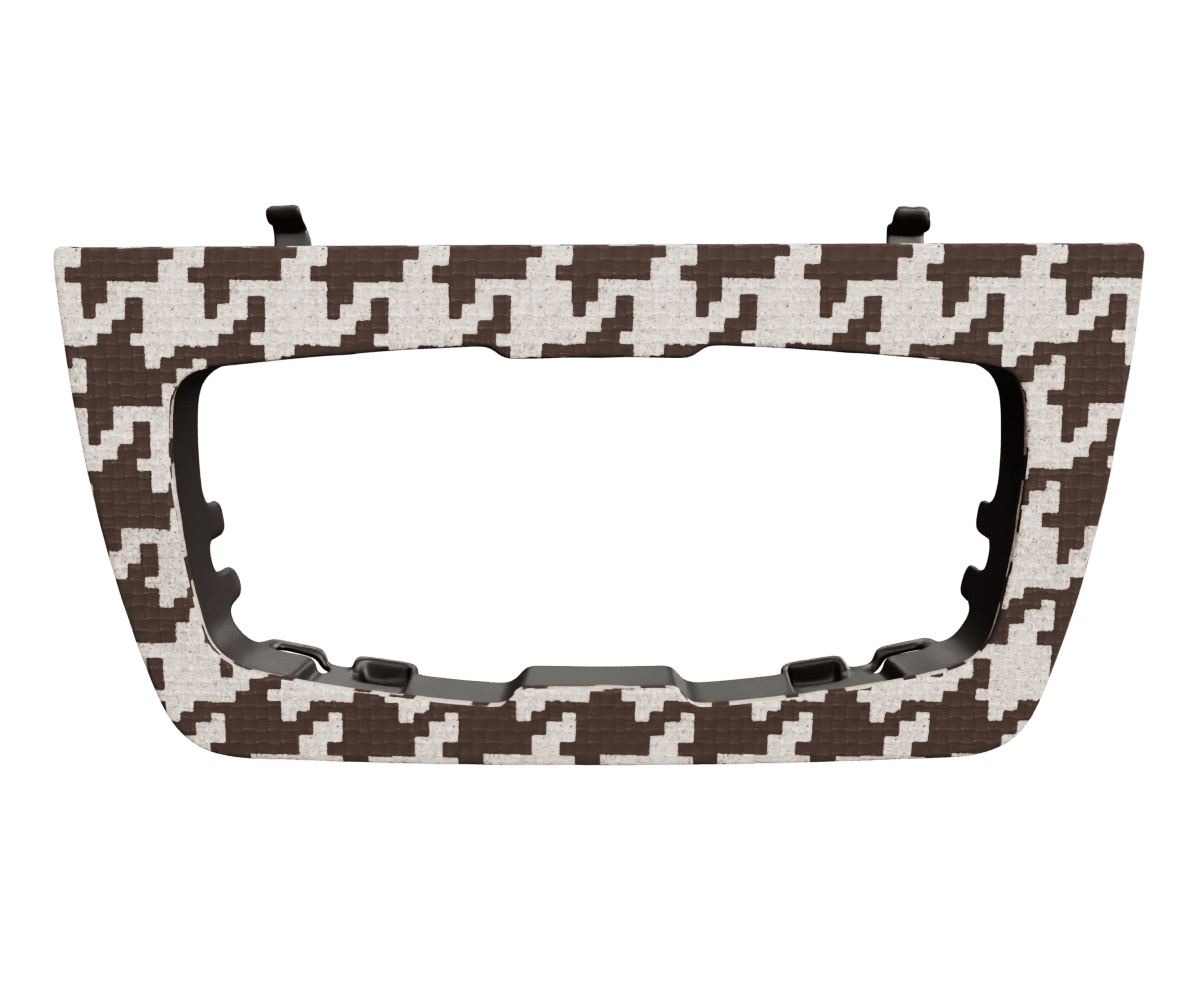 bmw f8x f3x headlight switch cover upholsered in custom woven houndstooth fabric