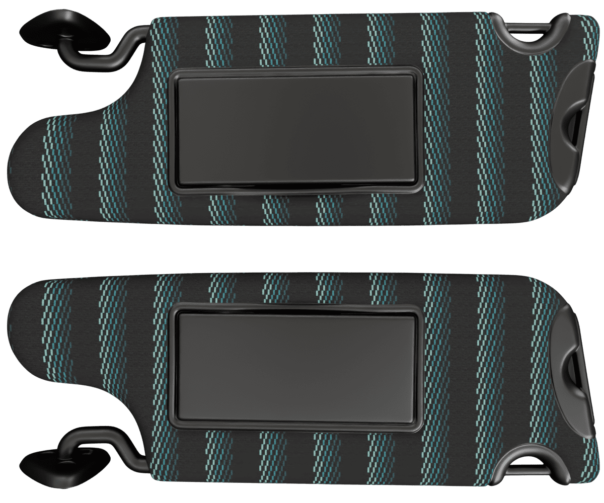 dodge challenger OEM sun visors wrapped in 3 Mtech Green fabric