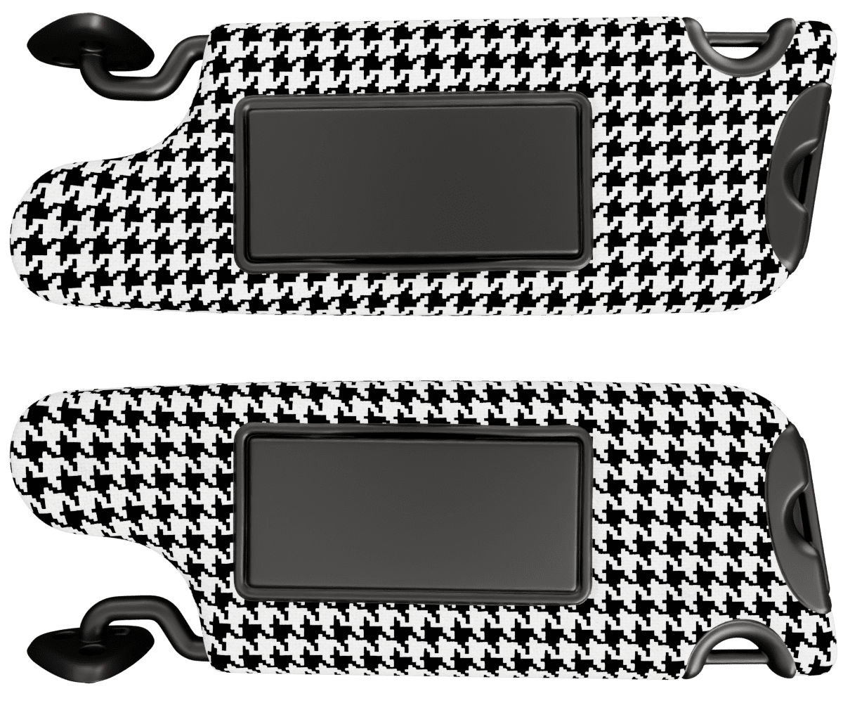 dodge challenger sun visors in custom woven houndstooth fabric (Black)
