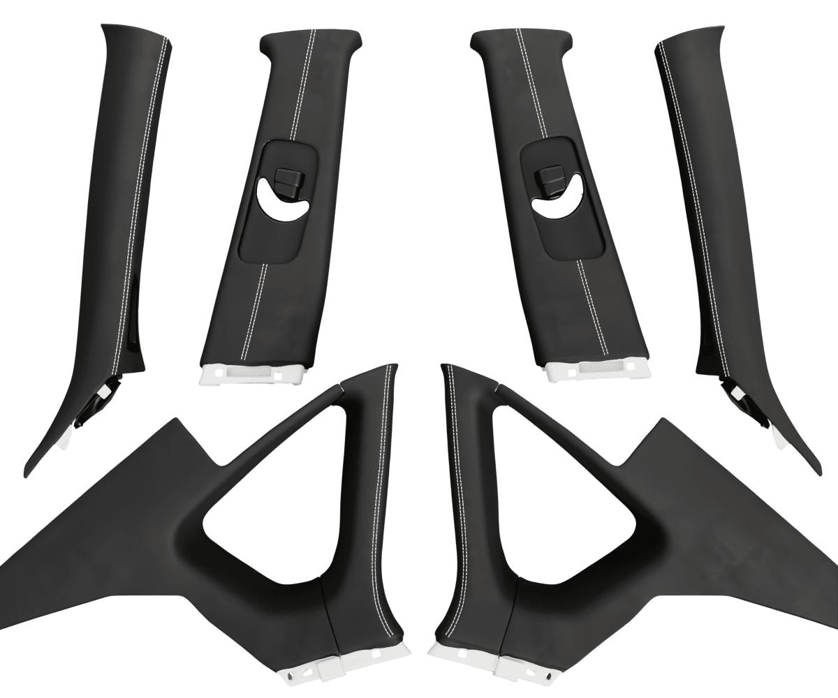 infiniti m45 Custom upholstered black Alcantara pillars with parallel stitching