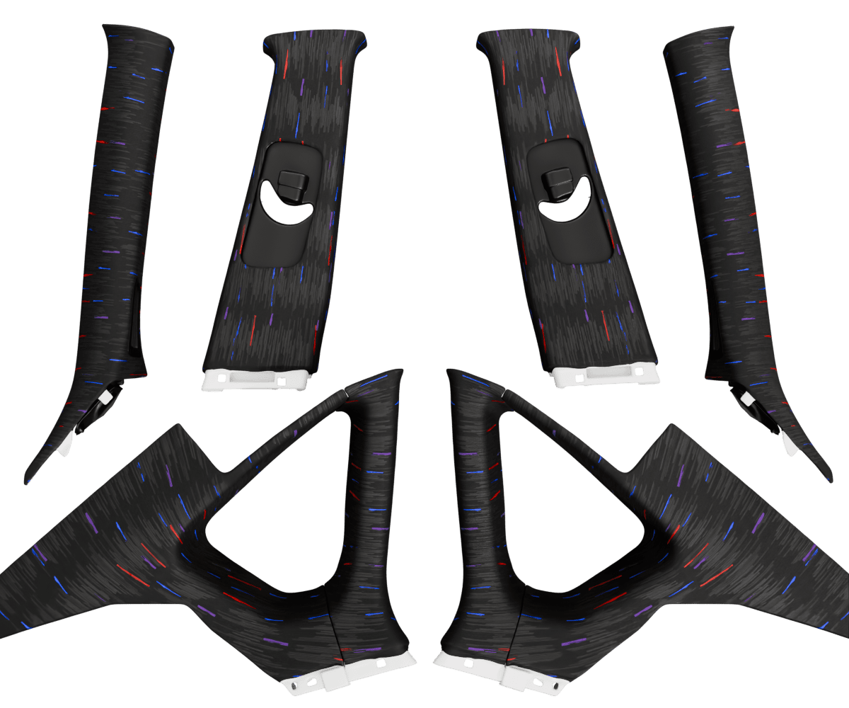 infiniti m45 OEM pillars wrapped in 3 M Hurricane Black