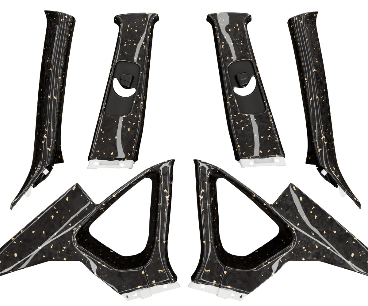 infiniti m45 Forged carbon fiber pillars with colored flakes finished in high gloss