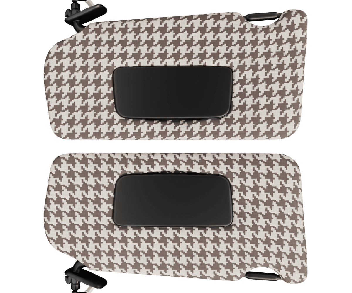 nissan maxima a35 sun visors upholstered in custom woven houndstooth fabric